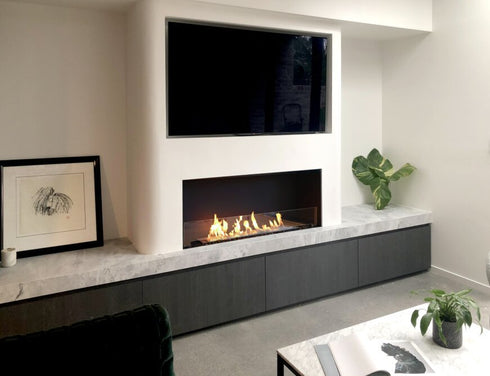 Ecosmart Fire Flex 122SS.BX2 Single Sided Fireplace Insert - Black Finish / Stainless Steel Burner - ESF.FX.122SS.BX2